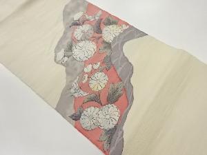 すくい織道長取に菊・蝶模様織出し名古屋帯